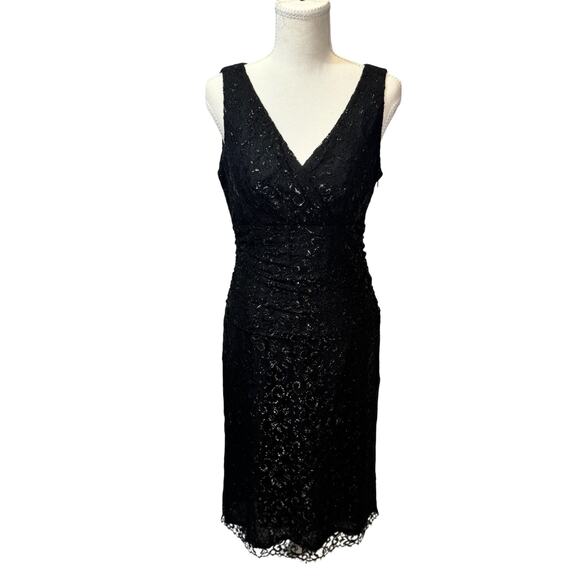 Lauren Ralph Lauren Black Lace Dress Women’s 10 Evening Occasion Event Wedding - Picture 4 of 16